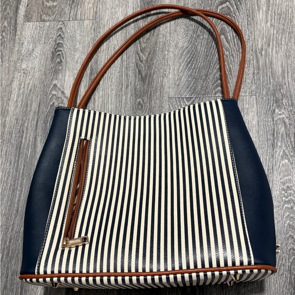 Samoe Style Navy and White Striped Tote Bag